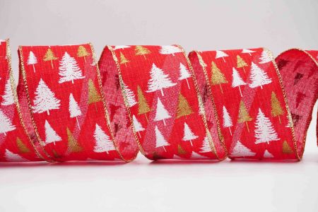 Christmas Trees Wired Ribbon_KF6703G-7_Red